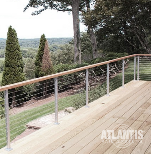 Steel Cable Railings with Wood Accents by LA Railings