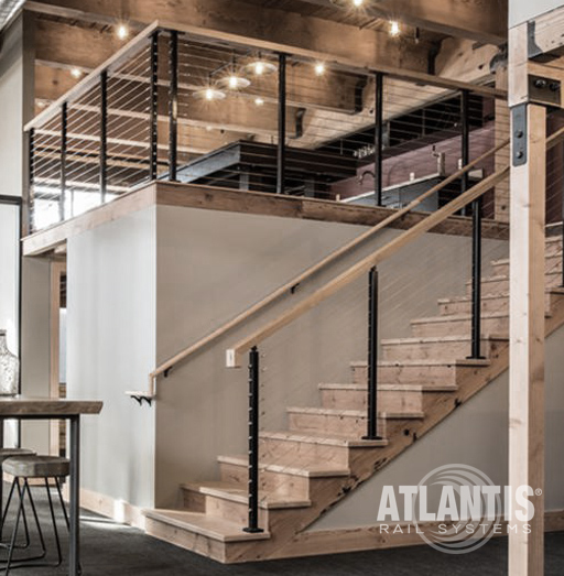 Steel Cable Railings with Wood Accents by LA Railings
