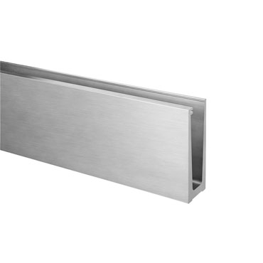 Anodized Aluminum Top-Mount Slim Base Shoe Track for Glass Railing - 16.4 ft
